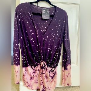 Young Fabulous & Broke Tie-Dye Long Sleeve Blouse-Large